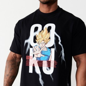 Vanquish Fitness DBZ Goku Black Oversized T Shirt Black | CWVR71856