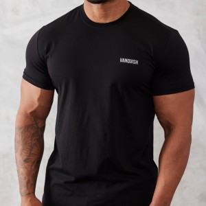 Vanquish Fitness Essential Black Slim Fit Short Sleeve T Shirt Black | PYJA62710