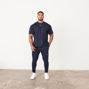 Vanquish Fitness Essential Navy Blue Oversized T Shirt Navy Blue | WCJF93251