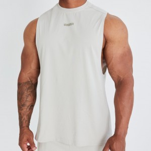 Vanquish Fitness Essential Stone Oversized Sleeveless T Shirt Stone | RZGP35087