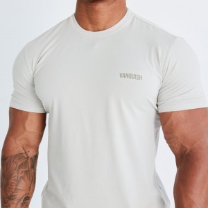 Vanquish Fitness Essential Stone Slim Fit Short Sleeve T Shirt Stone | FKRD07648