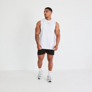 Vanquish Fitness Essential White Oversized Sleeveless T Shirt White | ABJP32971