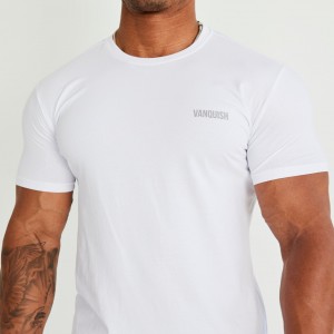 Vanquish Fitness Essential White Slim Fit Short Sleeve T Shirt White | SFIU60831