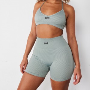 Vanquish Fitness Ribbed Seamless Slate Grey Cross Back Low Support Bra Slate Grey | ZCTM15872