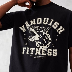 Vanquish Fitness TSP Black Dobermann Oversized T Shirt Black | QGAI10278