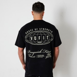 Vanquish Fitness TSP Black Worldwide Oversized T Shirt Black | GULA90483