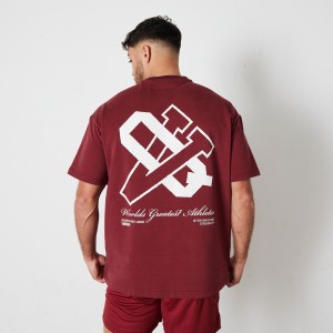 Vanquish Fitness TSP Deep Red VQ Oversized T Shirt Deep Red | RJXL10749