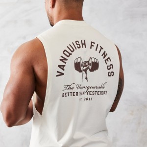 Vanquish Fitness TSP Vintage White Strength Sleeveless T Shirt White | IPFM50178