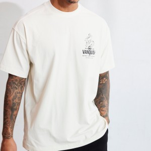 Vanquish Fitness TSP Vintage White Sword Print Oversized T Shirt Whisper White | KMOU09645