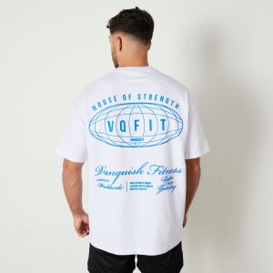 Vanquish Fitness TSP White Worldwide Oversized T Shirt White | RIMO95712