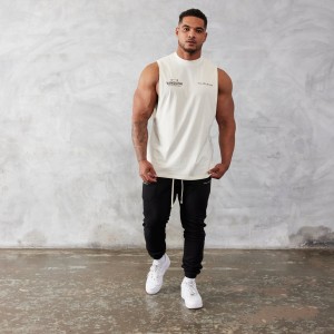 Vanquish Fitness Vintage White Unconquerable Oversized Sleeveless T Shirt White | IDHE38524