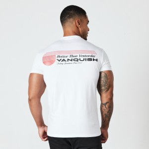 Vanquish Fitness White Athletics Division Fitted T Shirt White | UNKH95742