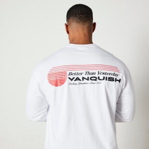 Vanquish Fitness White Athletics Division Oversized Long Sleeve T Shirt White | HJZA21973