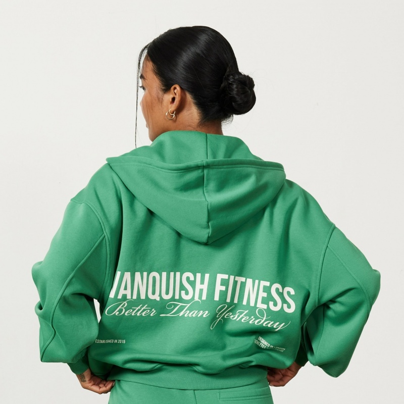 Vanquish Fitness Apple Green Rejuvenate Full Zip Oversized Hoodie Apple Green | IAOM27049