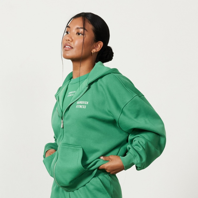 Vanquish Fitness Apple Green Rejuvenate Full Zip Oversized Hoodie Apple Green | IAOM27049