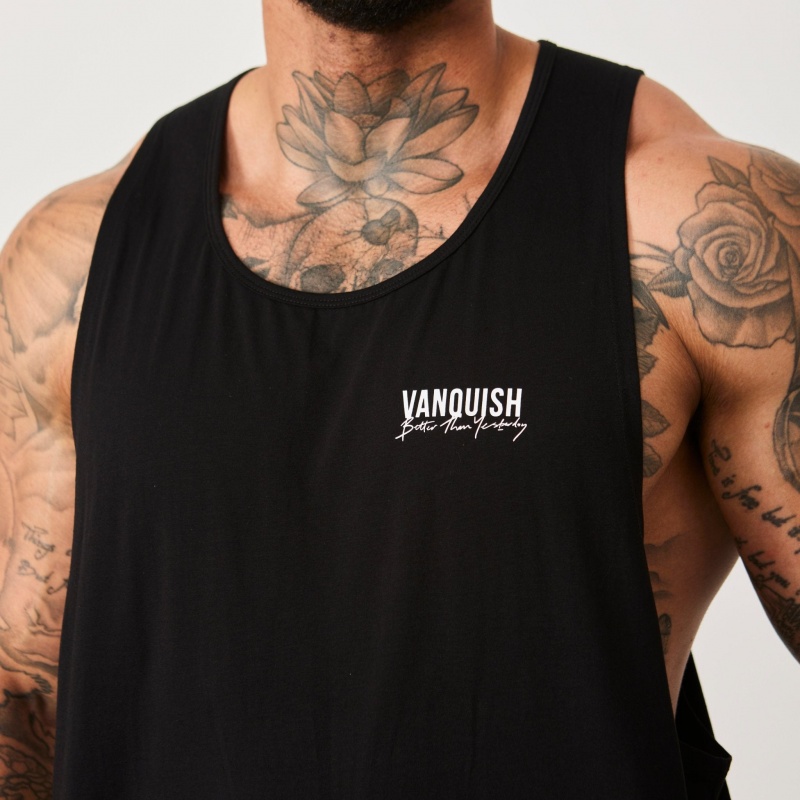 Vanquish Fitness BTY Black Loose Fit Tank Top Black | MRIB01879