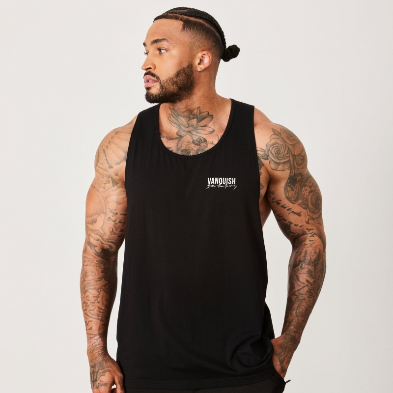 Vanquish Fitness BTY Black Loose Fit Tank Top Black | MRIB01879