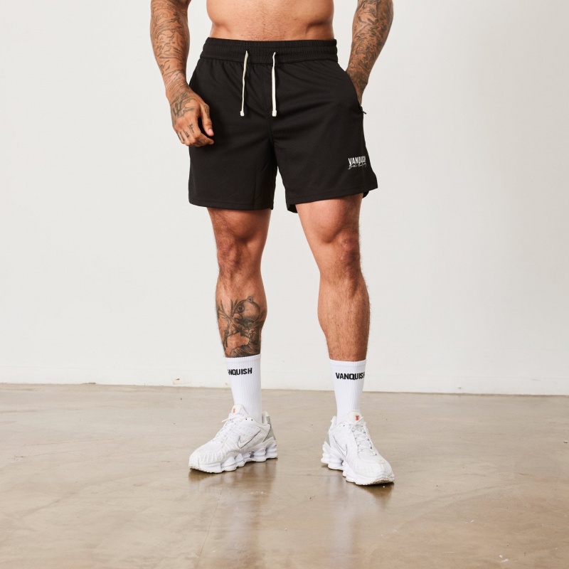 Vanquish Fitness BTY Black Mesh Shorts Black | CLYE47680