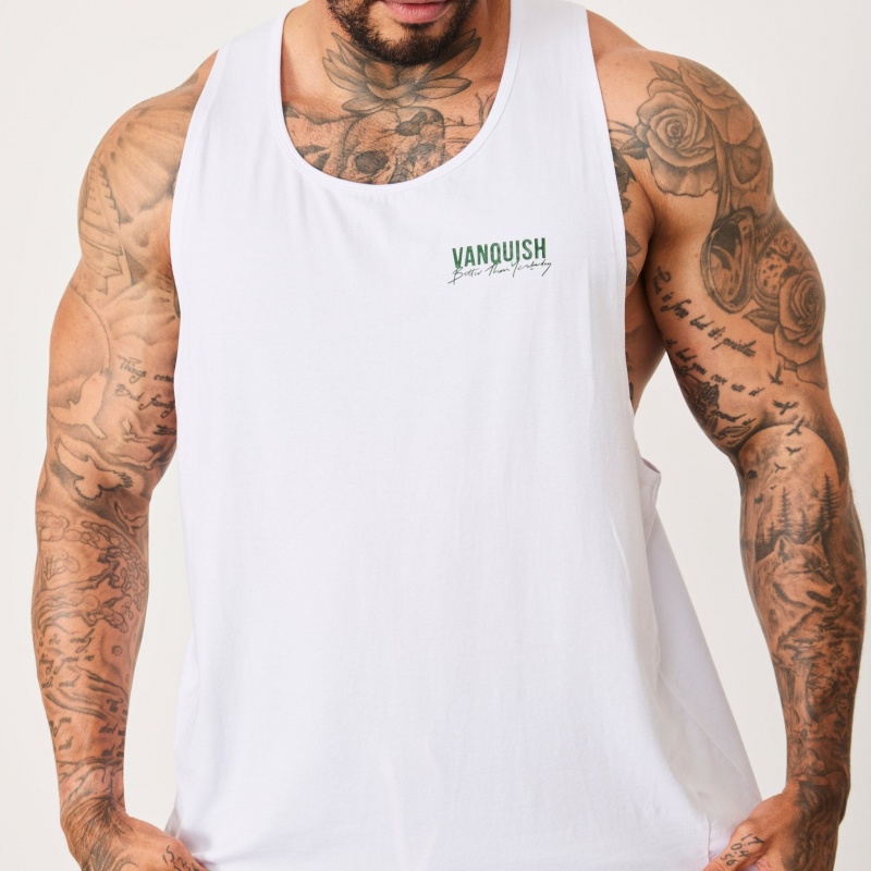 Vanquish Fitness BTY White Loose Fit Tank Top White | JTWZ91406