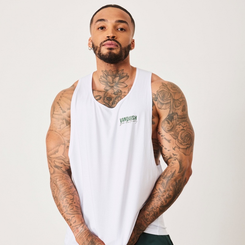 Vanquish Fitness BTY White Loose Fit Tank Top White | JTWZ91406