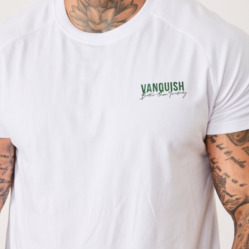 Vanquish Fitness BTY White Slim Fit Raglan T Shirt White | OJQG01347