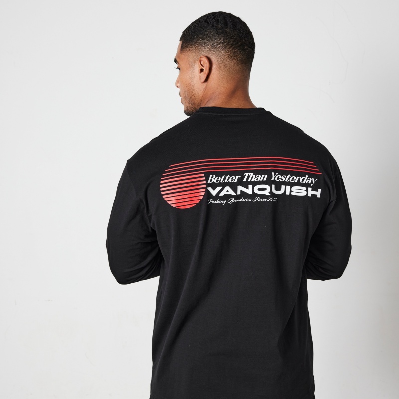 Vanquish Fitness Black Athletics Division Oversized Long Sleeve T Shirt Black | TSJU49570