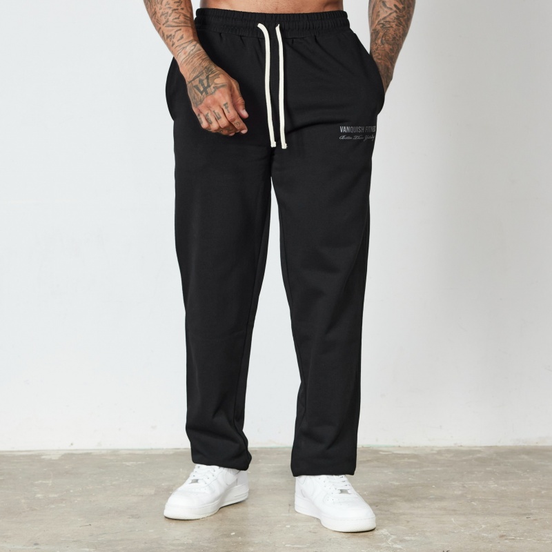 Vanquish Fitness Black Signature Collection Straight Leg Sweatpants Black | KBXM59783