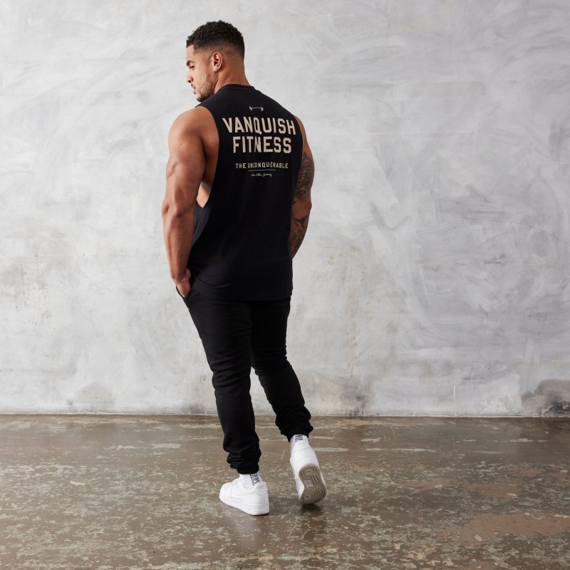 Vanquish Fitness Black Unconquerable Oversized Sleeveless T Shirt Black | BKFX61579