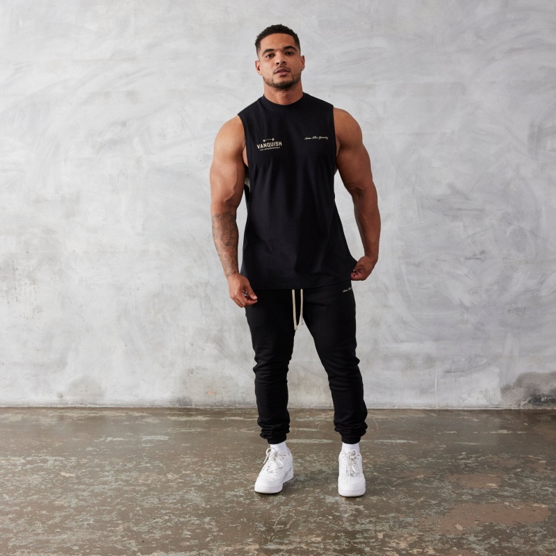 Vanquish Fitness Black Unconquerable Oversized Sleeveless T Shirt Black | BKFX61579