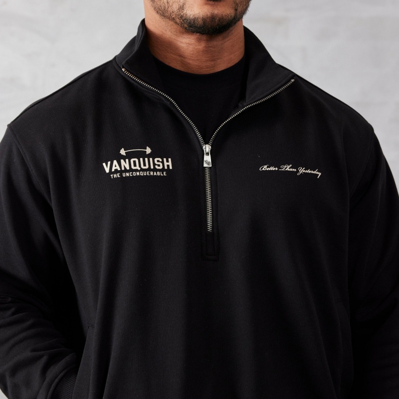 Vanquish Fitness Black Unconquerable Quarter Zip Sweater Black | COST43192