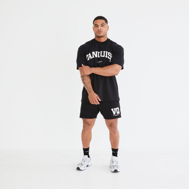 Vanquish Fitness Black Varsity Shorts Black | ZAUL93178