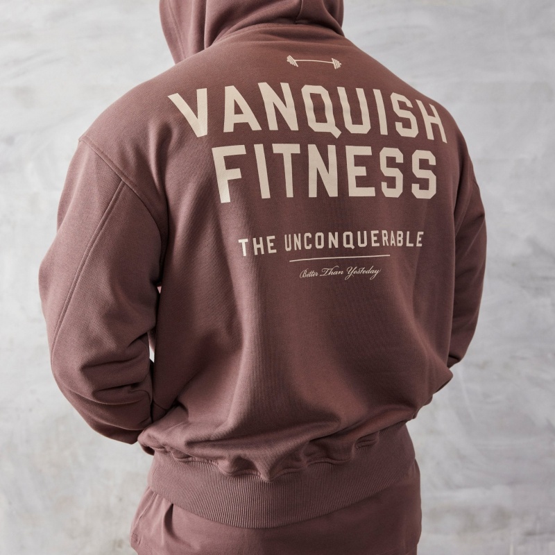 Vanquish Fitness Brown Unconquerable Oversized Pullover Hoodie Brown | LYZS84369