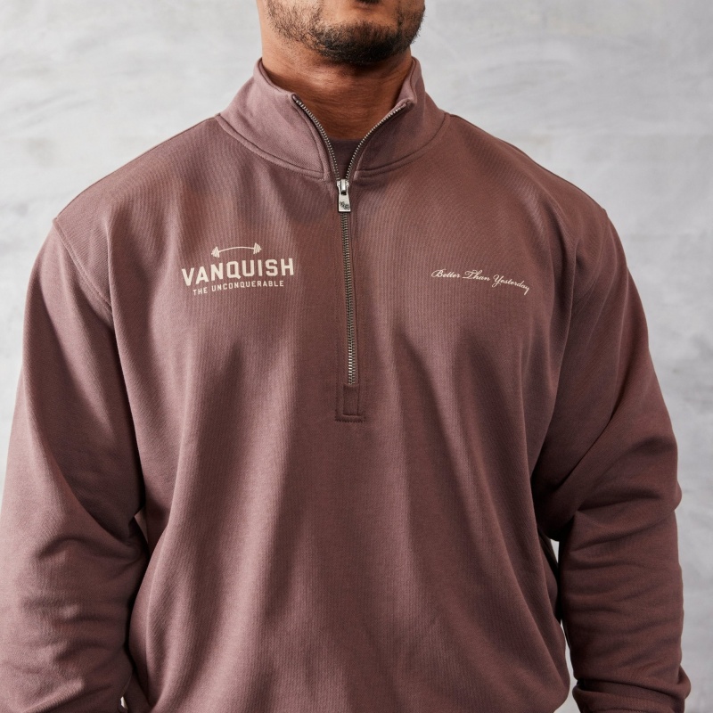 Vanquish Fitness Brown Unconquerable Quarter Zip Sweater Brown | VUWA25069