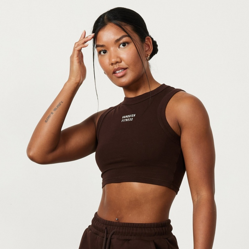 Vanquish Fitness Chestnut Brown Rejuvenate Cropped Tank Top Chestnut Brown | RHNZ20593