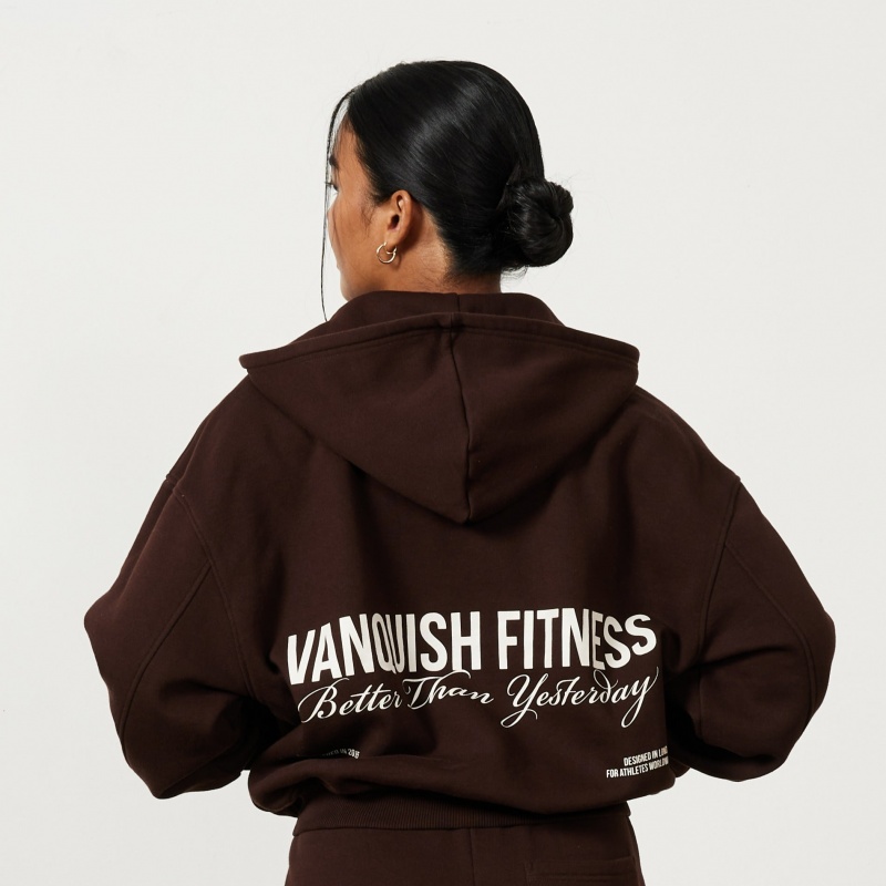 Vanquish Fitness Chestnut Brown Rejuvenate Full Zip Oversized Hoodie Chestnut Brown | EVWD73054