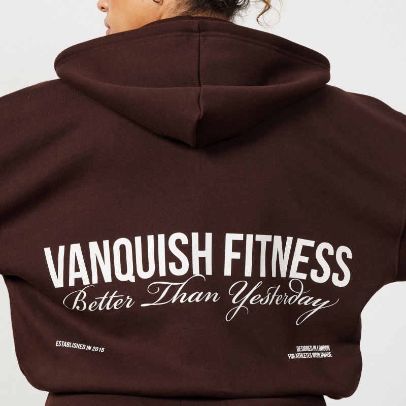 Vanquish Fitness Chestnut Brown Rejuvenate Full Zip Oversized Hoodie Chestnut Brown | EVWD73054