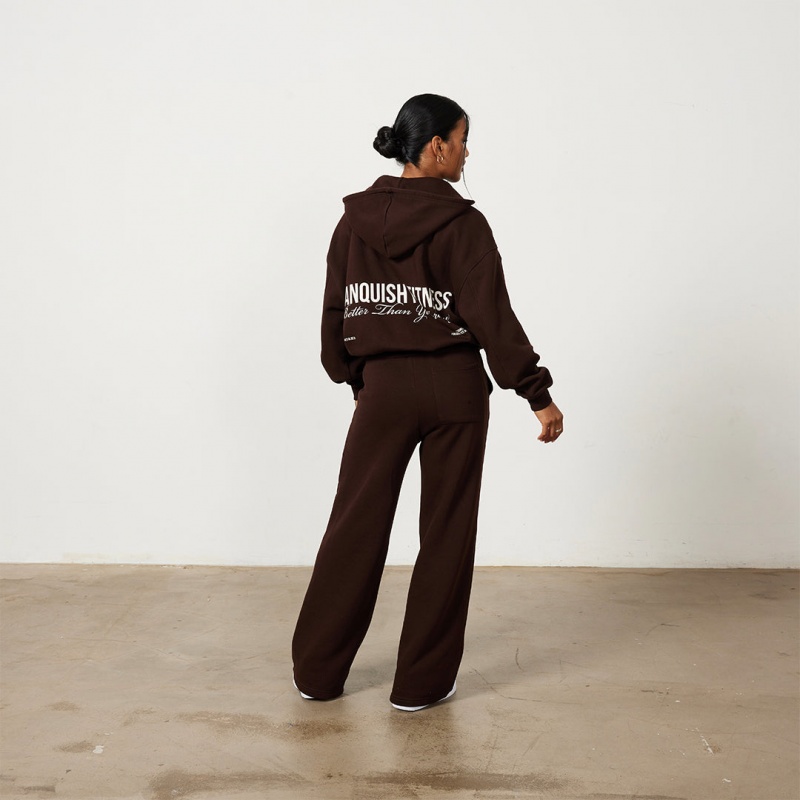 Vanquish Fitness Chestnut Brown Rejuvenate Full Zip Oversized Hoodie Chestnut Brown | EVWD73054