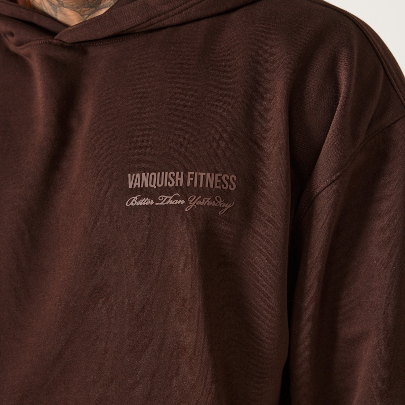 Vanquish Fitness Coffee Brown Signature Collection Oversized Pullover Hoodie Coffee Brown | OIXL97516