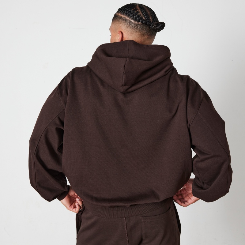 Vanquish Fitness Coffee Brown Signature Collection Oversized Pullover Hoodie Coffee Brown | OIXL97516