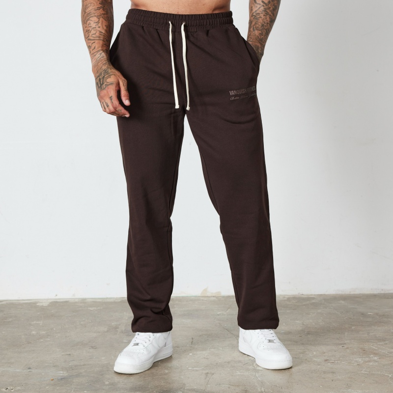 Vanquish Fitness Coffee Brown Signature Collection Straight Leg Sweatpants Coffee Brown | BFIU16205