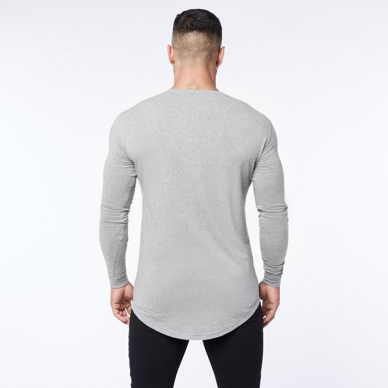 Vanquish Fitness Core Grey Long Sleeved T Shirt Grey | ADJS40961