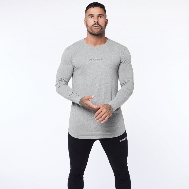 Vanquish Fitness Core Grey Long Sleeved T Shirt Grey | ADJS40961