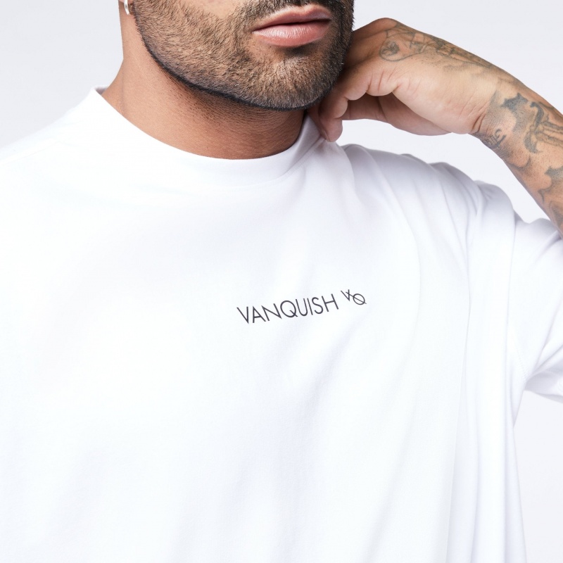 Vanquish Fitness Core Men's White Oversized T Shirt White | CKAH96248