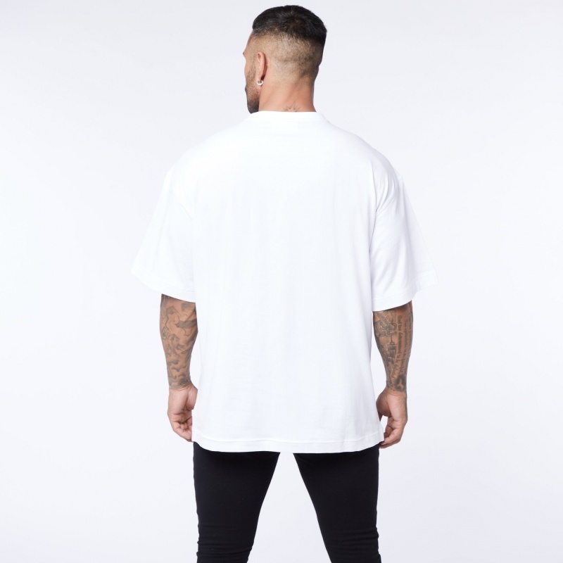 Vanquish Fitness Core Men's White Oversized T Shirt White | CKAH96248