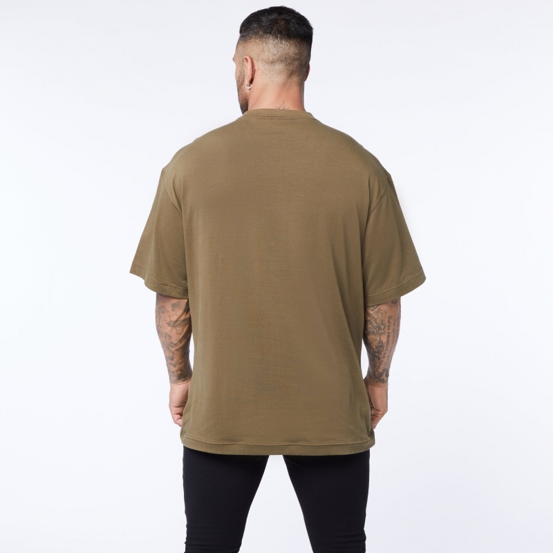 Vanquish Fitness Core Olive Oversized T Shirt Olive | JTSV08173