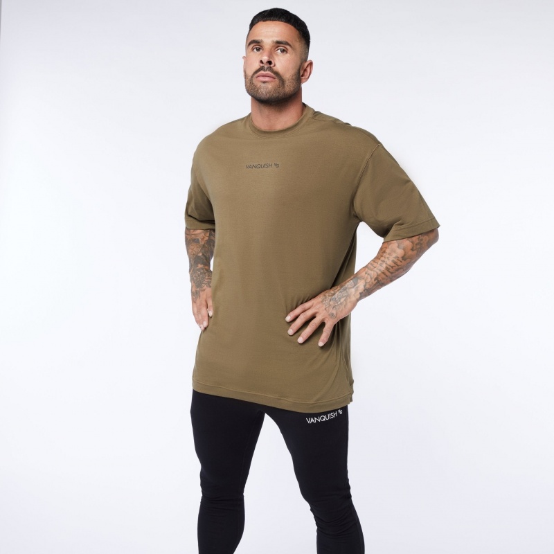 Vanquish Fitness Core Olive Oversized T Shirt Olive | JTSV08173