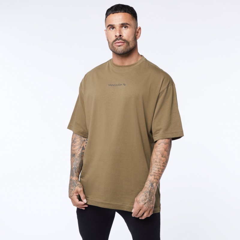 Vanquish Fitness Core Olive Oversized T Shirt Olive | JTSV08173