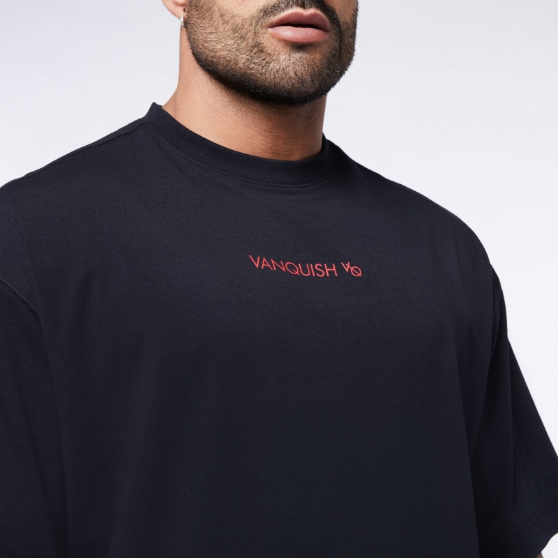 Vanquish Fitness Core Red on Black Oversized T Shirt Black/Red | CNRT65478