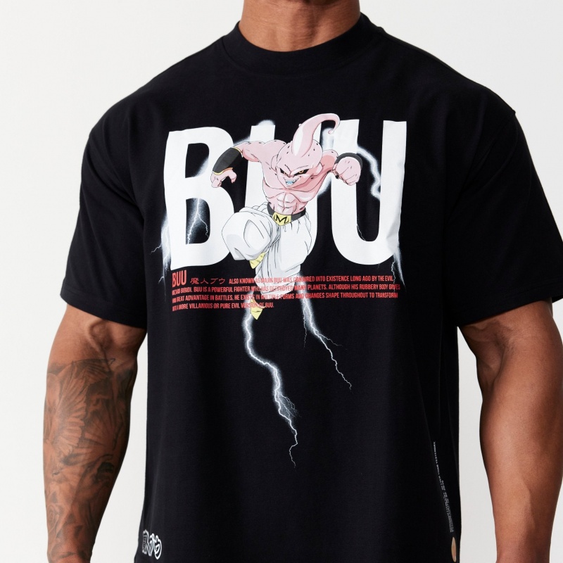 Vanquish Fitness DBZ Buu Black Oversized T Shirt Black | BFPV36015