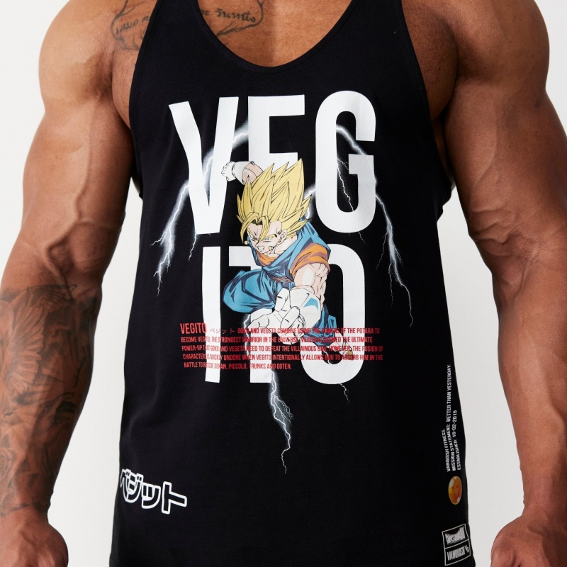 Vanquish Fitness DBZ Vegito Black Stringer Vest Black | BRYZ21736